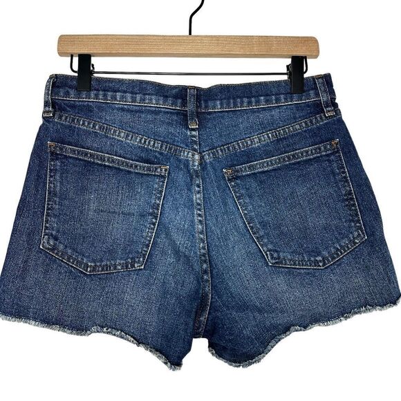 Gap Blue Denim Medium Destruction Washwell High Rise 3" Shorts Size 27 4 Whisker - Picture 2 of 7